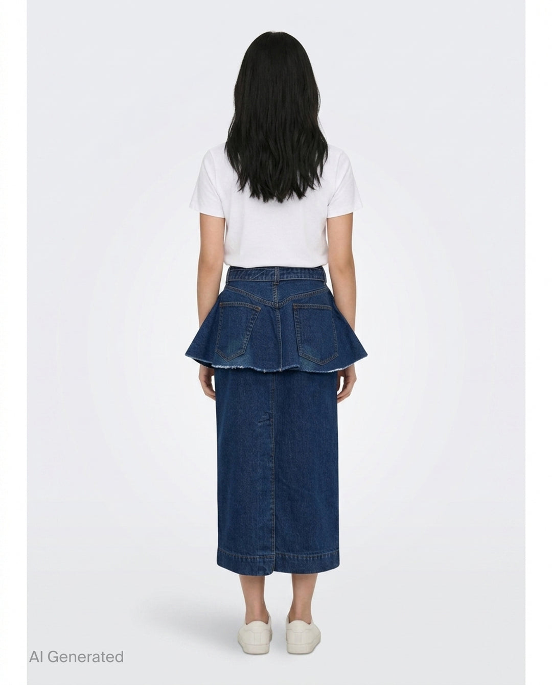 Peplum Denim Midi Skirt | sacai | Club21 - back