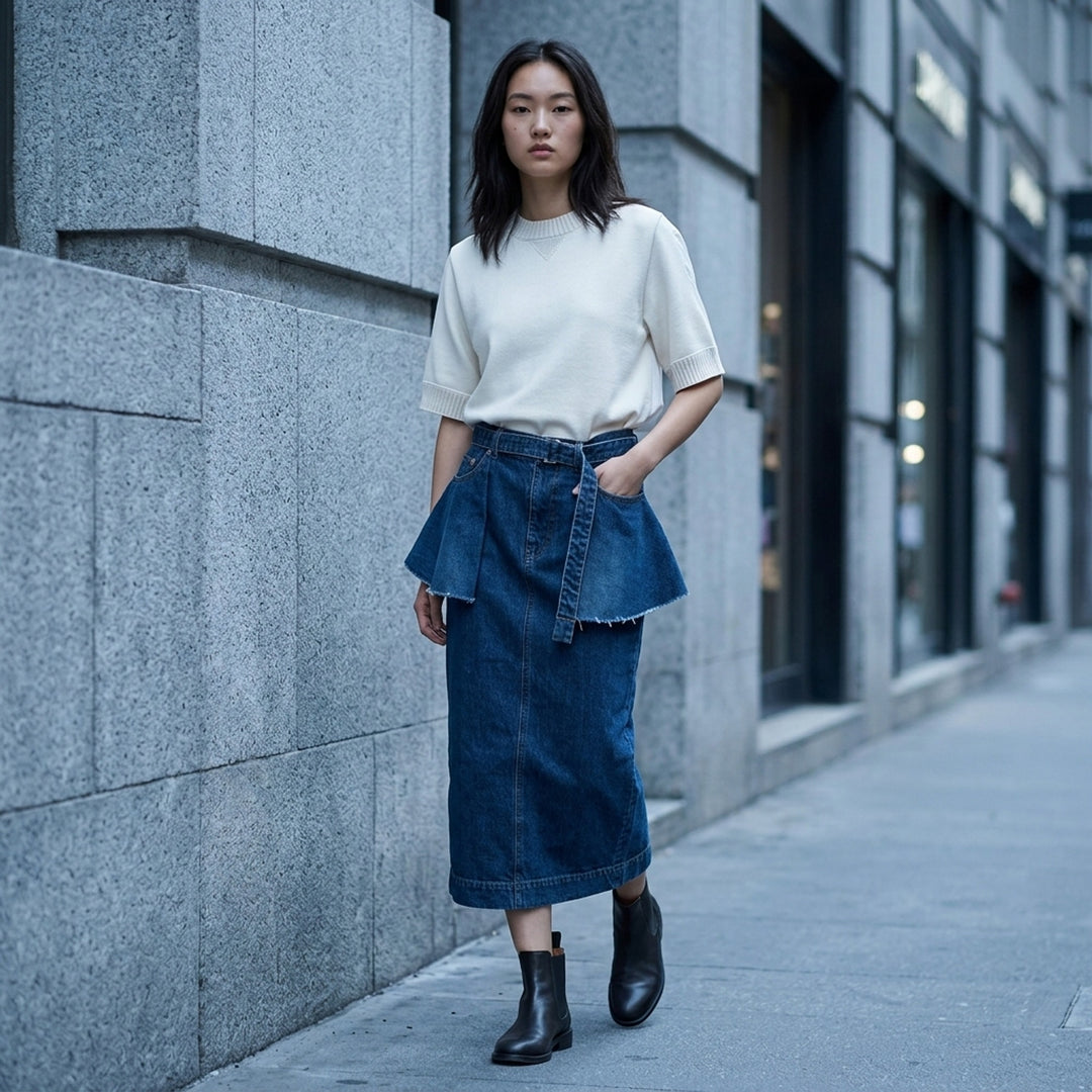 Peplum Denim Midi Skirt | sacai | Club21 - lifestyle
