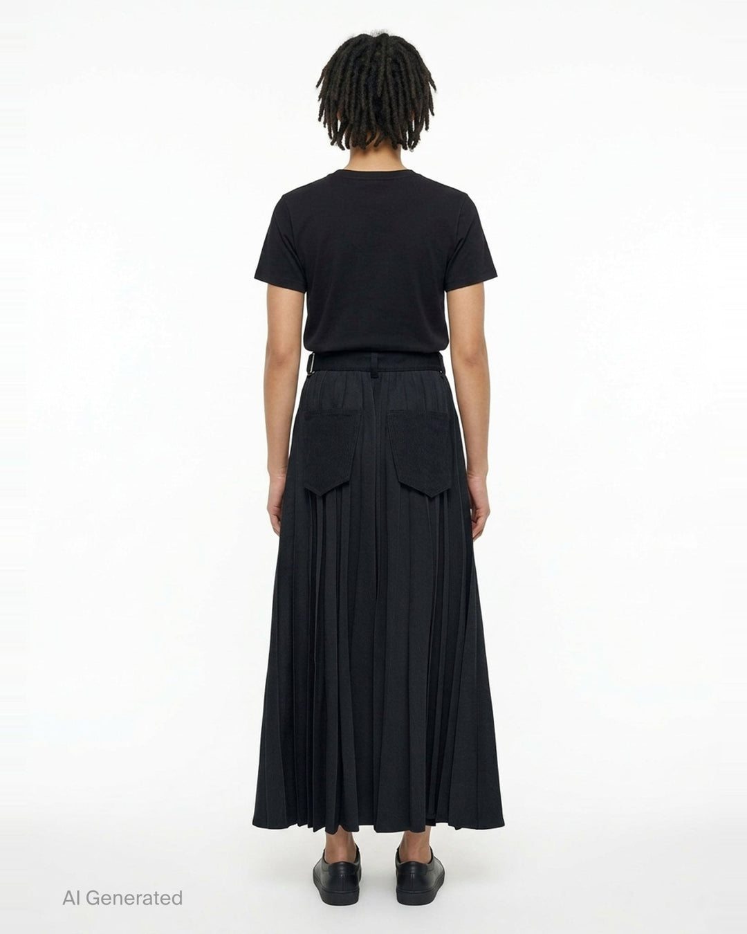 Pleated Denim Maxi Skirt | sacai | Club21 - back