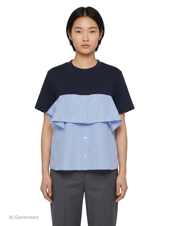 Poplin Cotton Jersey T-Shirt | sacai | Club21 - front
