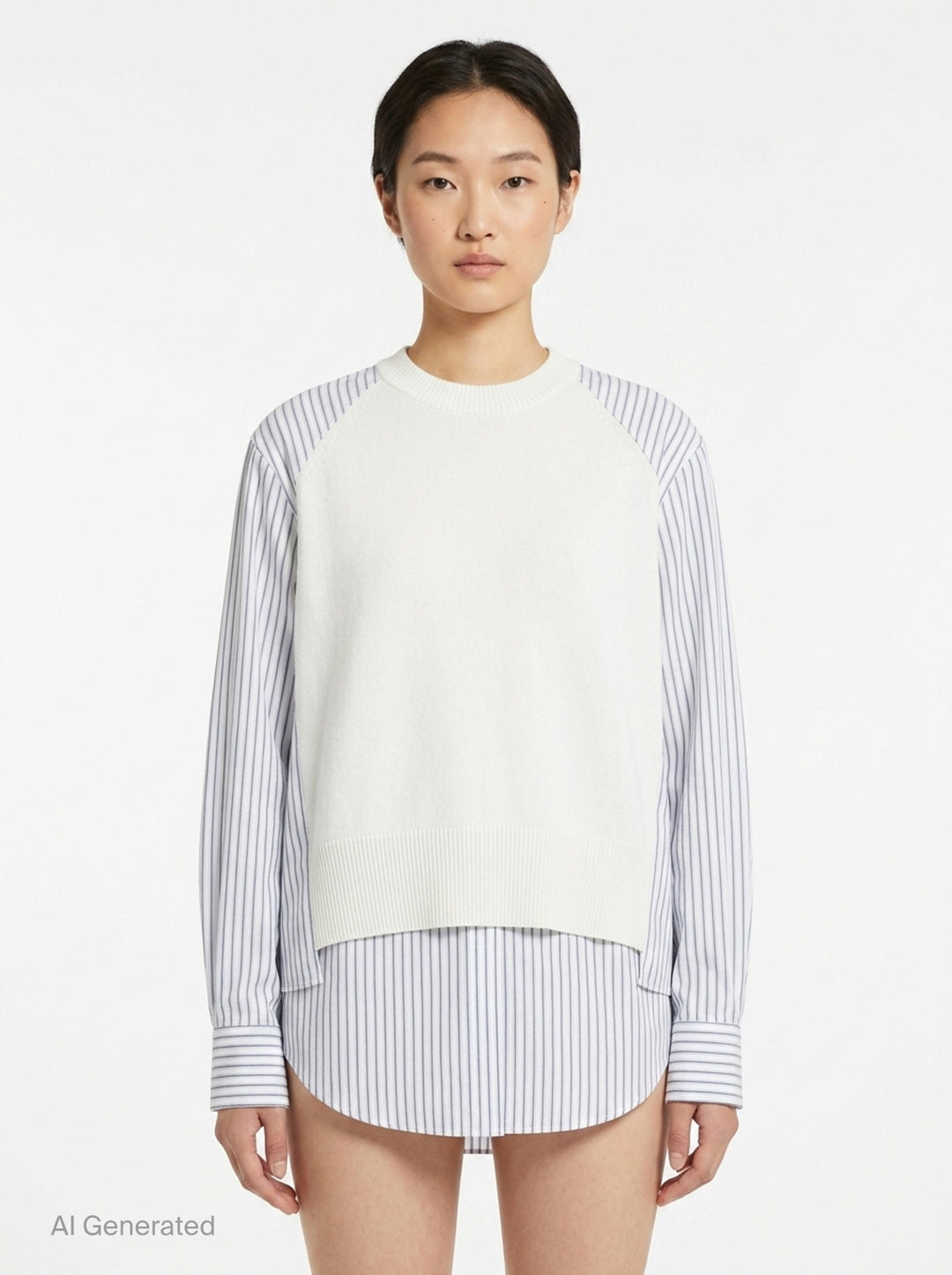 Poplin Cotton Knit Pullover | sacai | Club21 - front