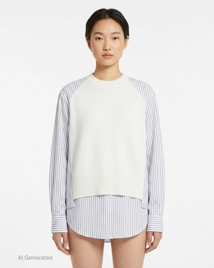 Poplin Cotton Knit Pullover | sacai | Club21 - front