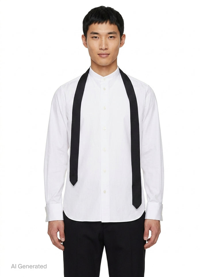 Poplin Shirt with Satin Tie | sacai | Club21 - front