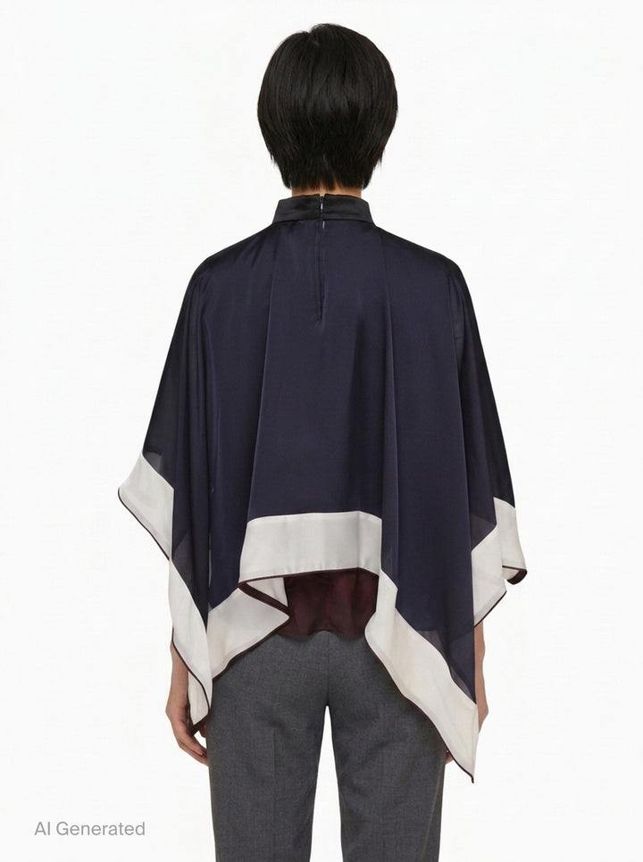 Satin Chiffon Poncho Top | sacai | Club21 - back