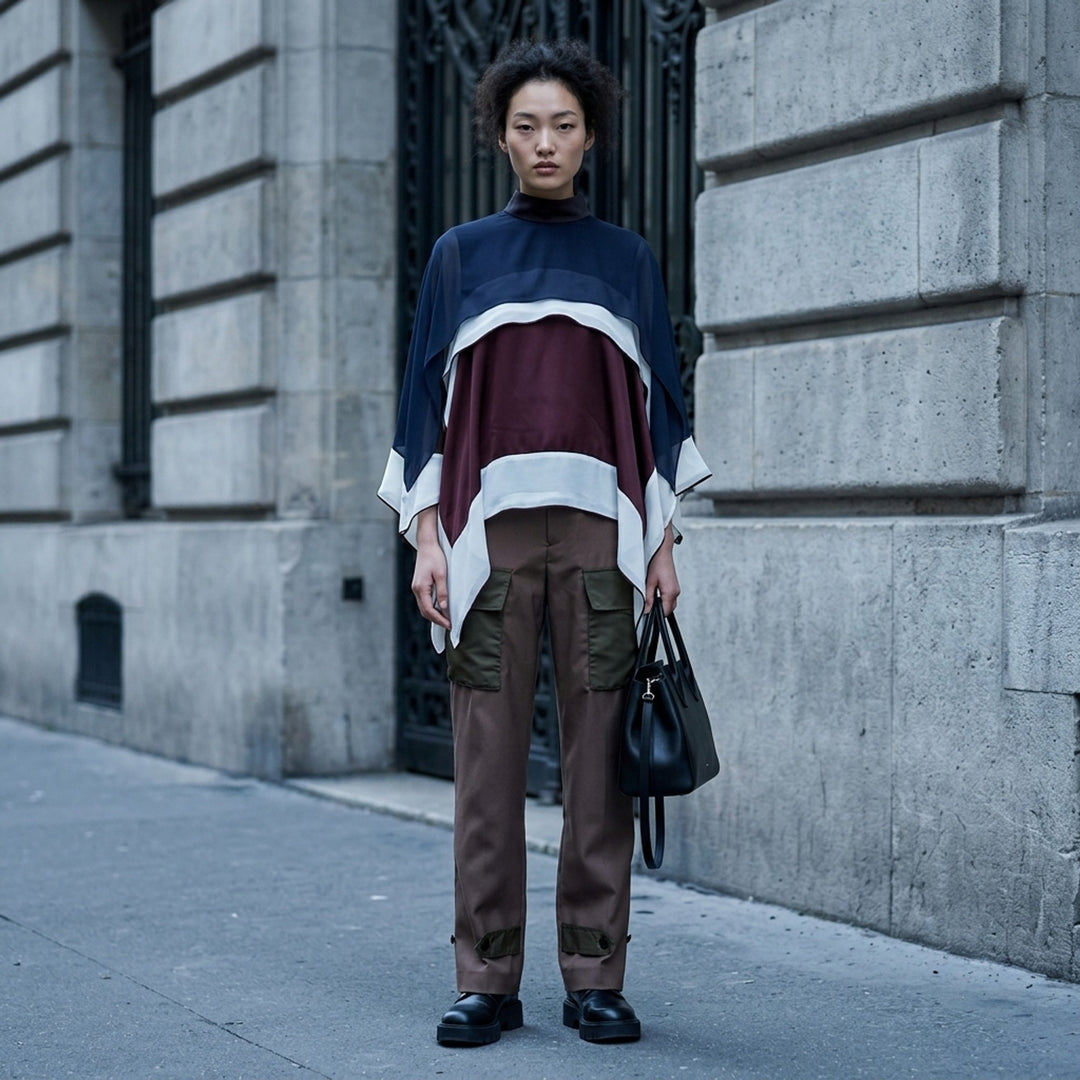 Satin Chiffon Poncho Top | sacai | Club21 - lifestyle