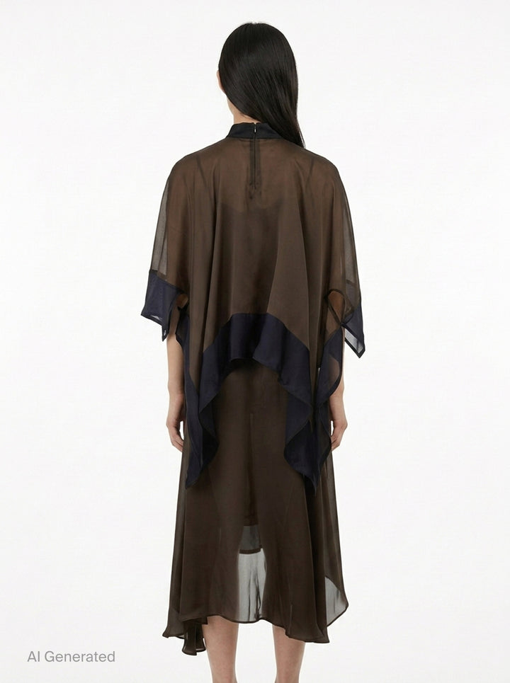 Satin x Chiffon Dress | sacai | Club21 - back