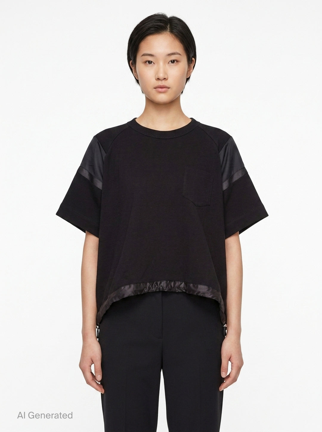 Satin x Cotton Jersey T-Shirt | sacai | Club21 - front