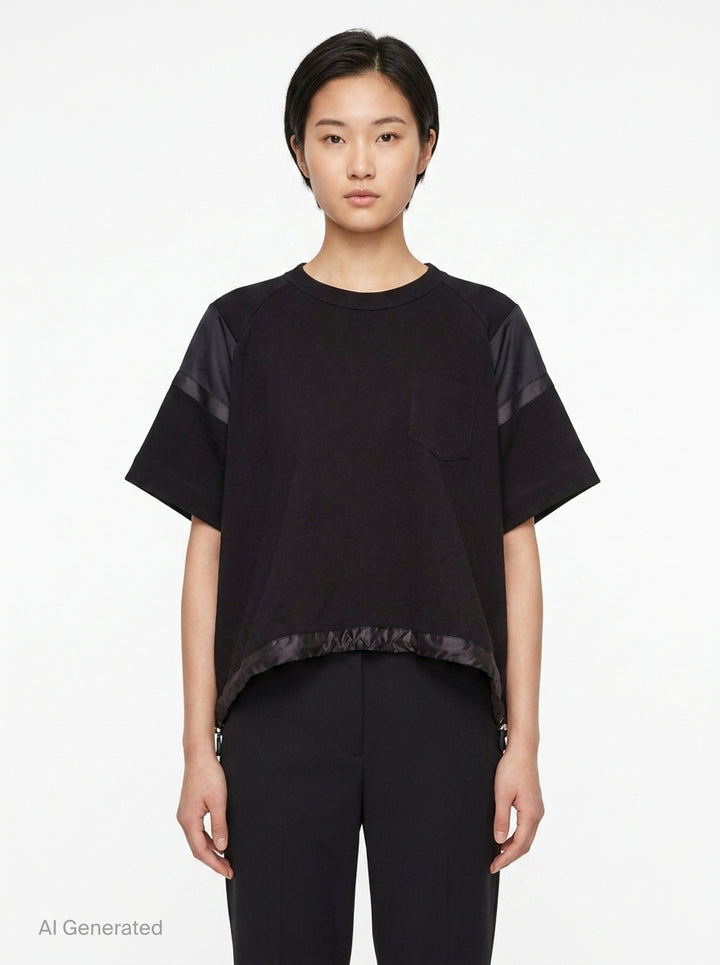 Satin x Cotton Jersey T-Shirt | sacai | Club21 - front