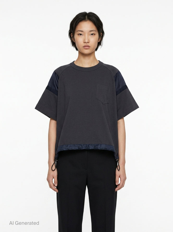 Satin x Cotton Jersey T-Shirt | sacai | Club21 - front