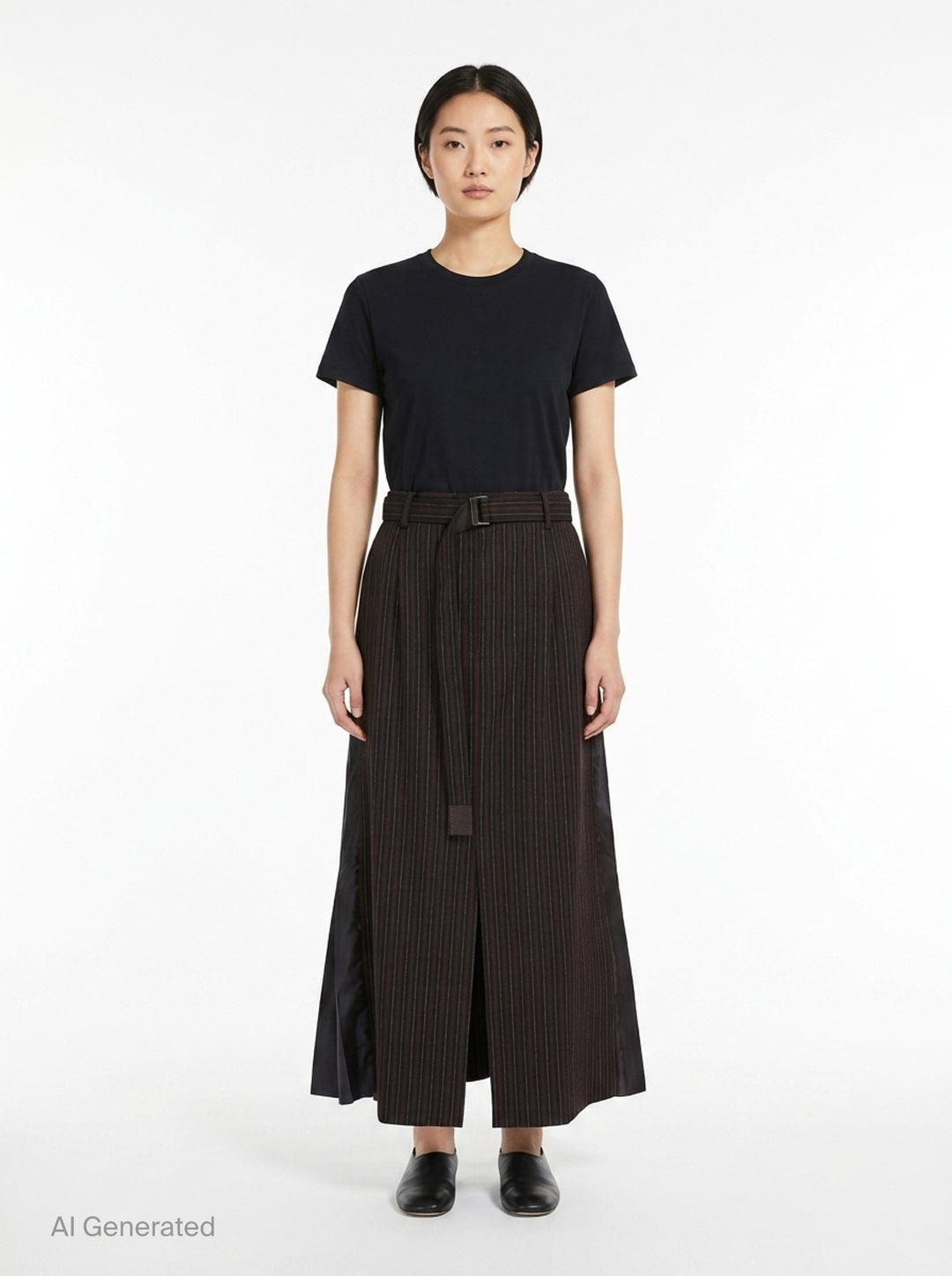 Stripe Doeskin Midi Skirt | sacai | Club21 - front
