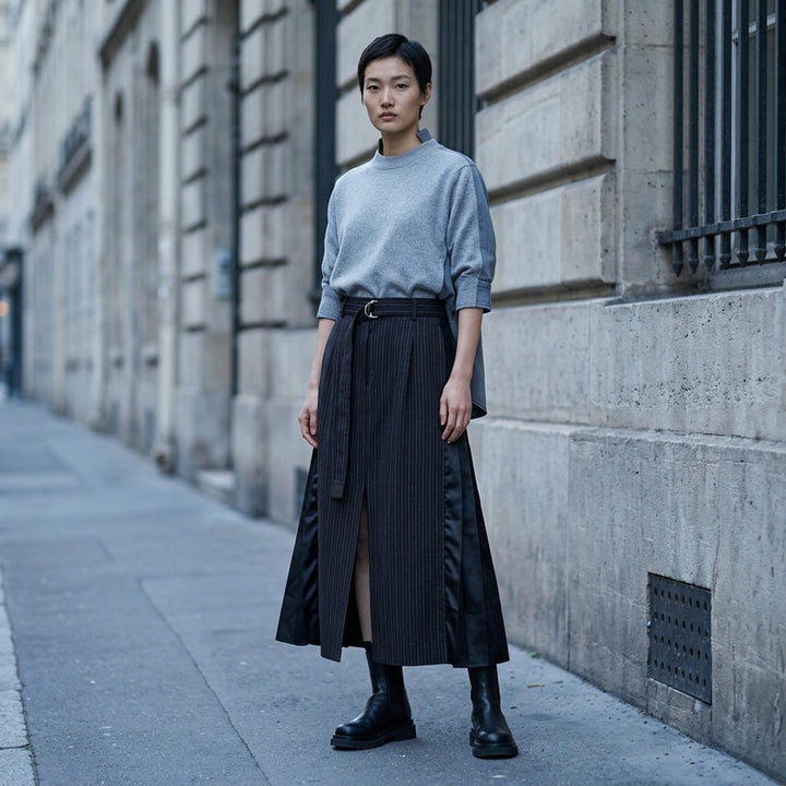 Stripe Doeskin Midi Skirt | sacai | Club21 - lifestyle