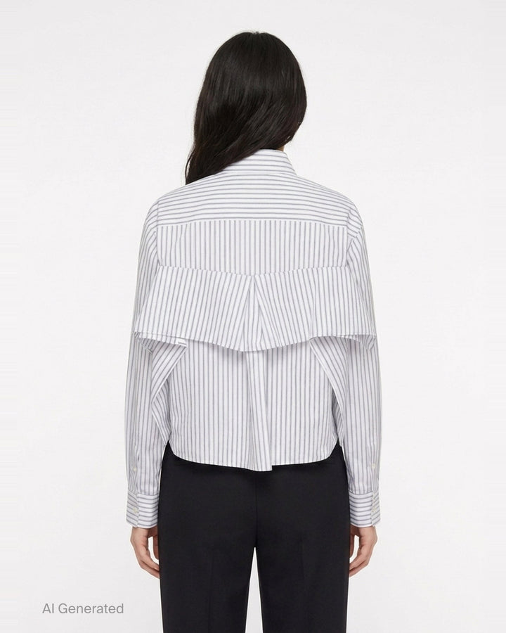 Striped Cropped Poplin Shirt | sacai | Club21 - back