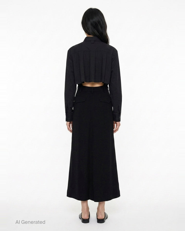 Suiting Crepe Back Satin Dress | sacai | Club21 - back