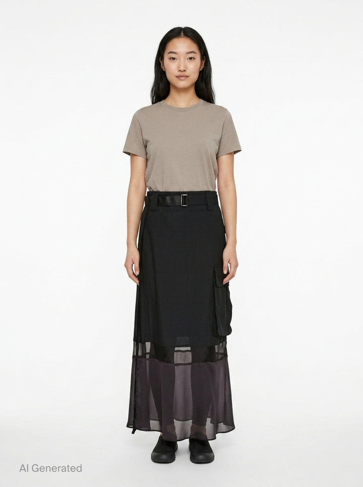 Suiting Mix Midi Skirt | sacai | Club21 - front