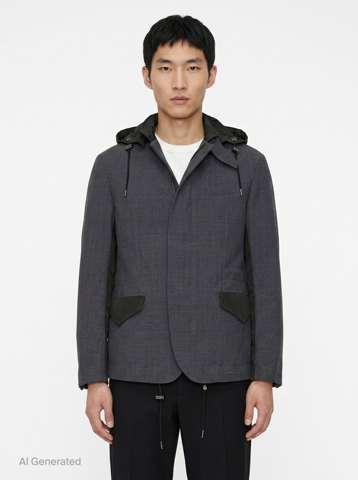 Suiting Nylon Twill Hooded Jacket | sacai | Club21 - front