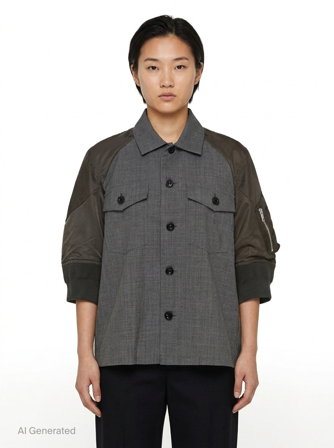 Suiting Nylon Twill Shirt Jacket | sacai | Club21 - front