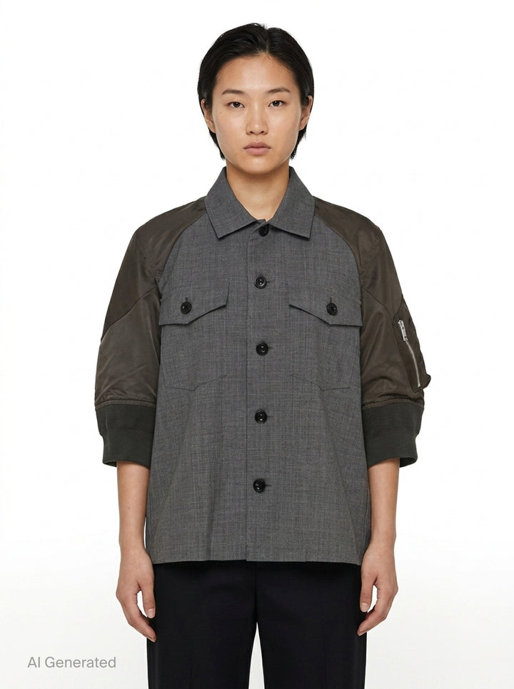 Suiting Nylon Twill Shirt Jacket | sacai | Club21 - front