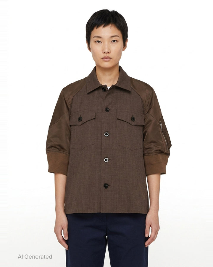 Suiting Nylon Twill Shirt Jacket | sacai | Club21 - front