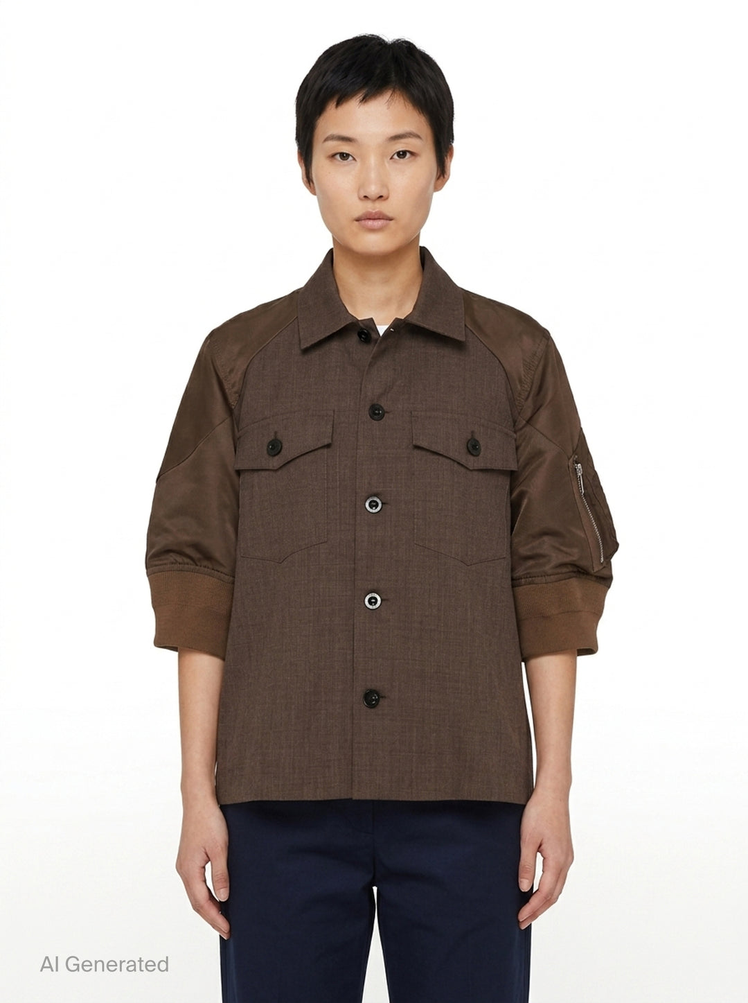 Suiting Nylon Twill Shirt Jacket | sacai | Club21 - front
