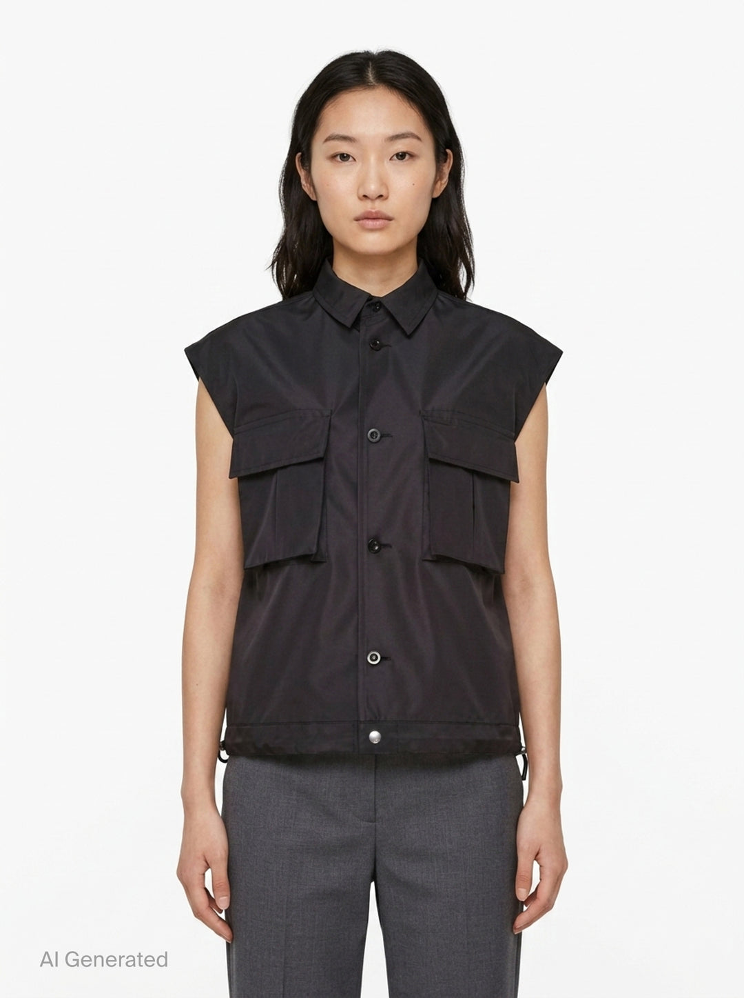 Taffeta Bonding Satin Vest | sacai | Club21 - front