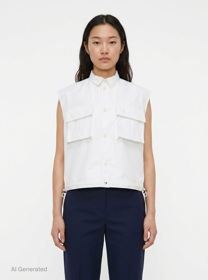 Taffeta Bonding Satin Vest | sacai | Club21 - front