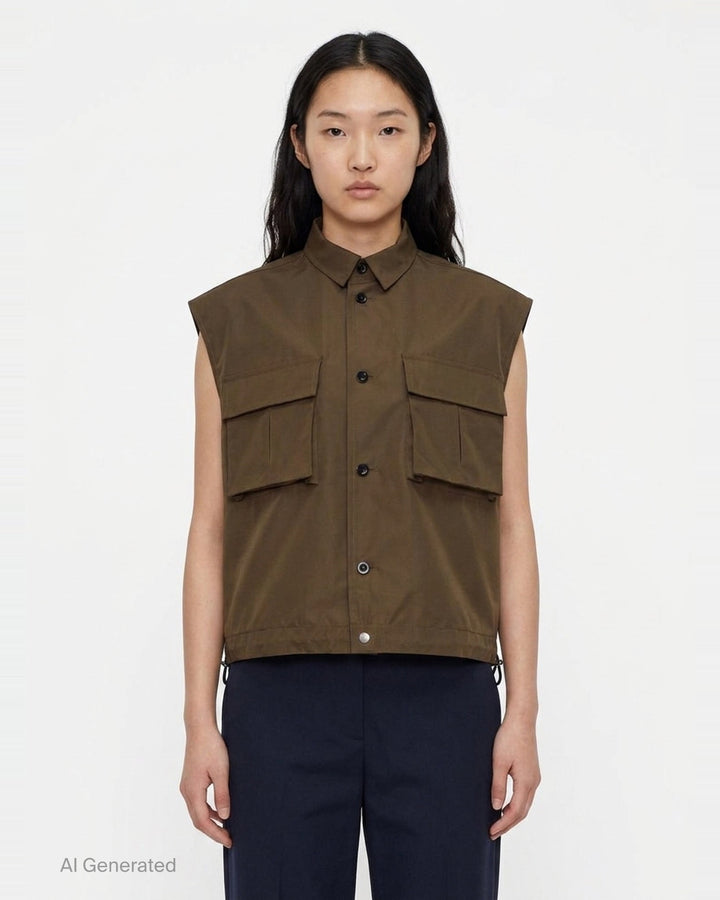 Taffeta Bonding Satin Vest | sacai | Club21 - front