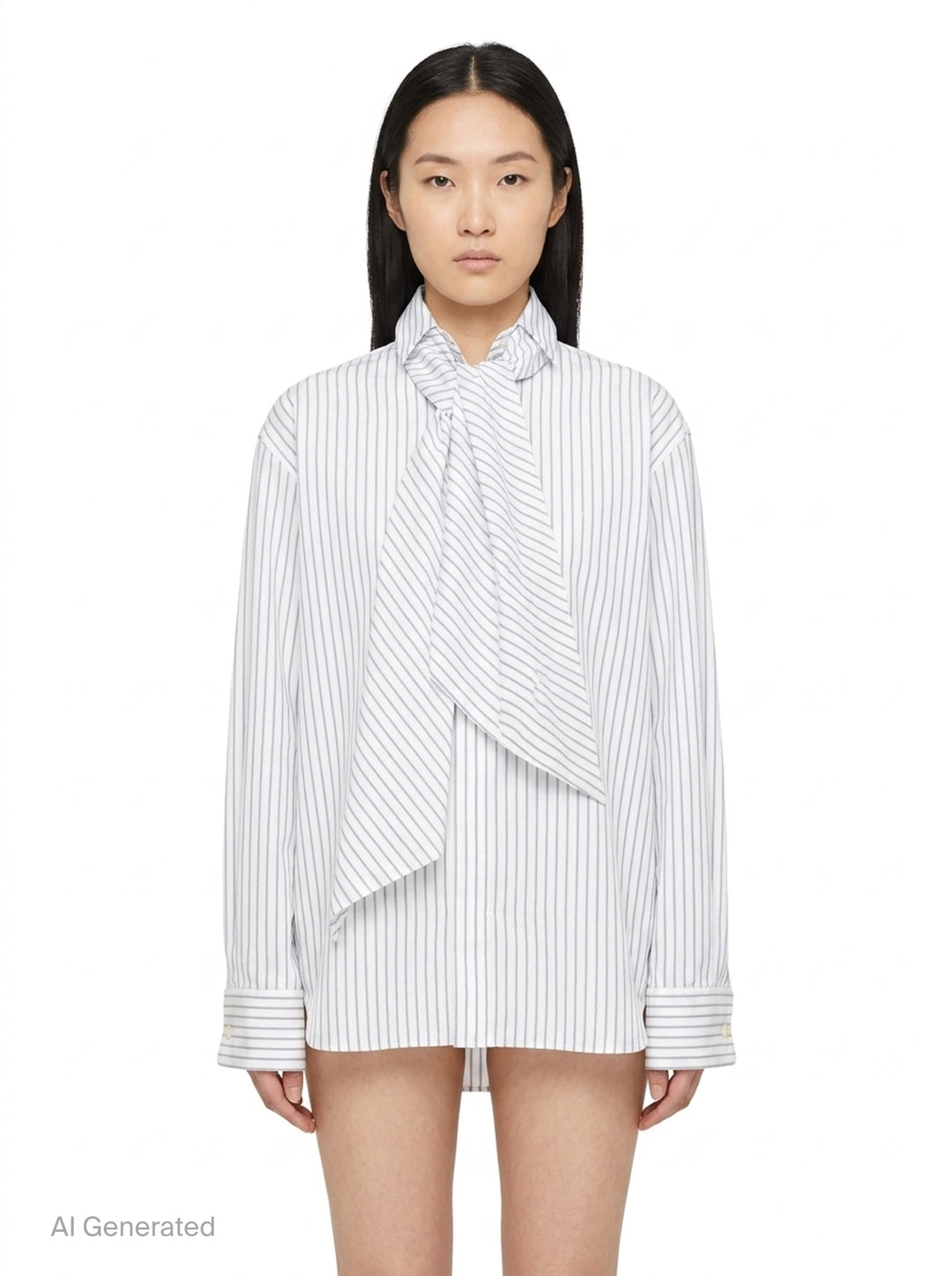 White Poplin Scarf Shirt | sacai | Club21 - front