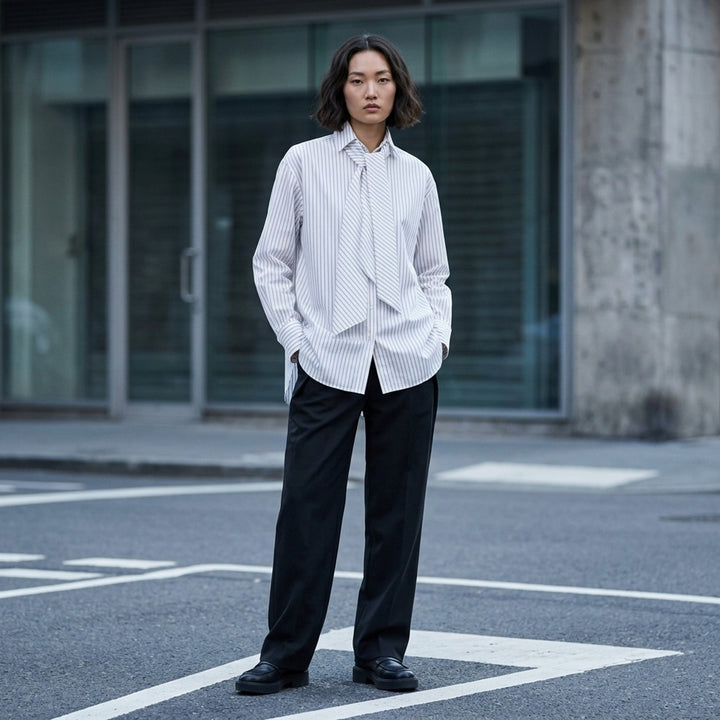 White Poplin Scarf Shirt | sacai | Club21 - lifestyle
