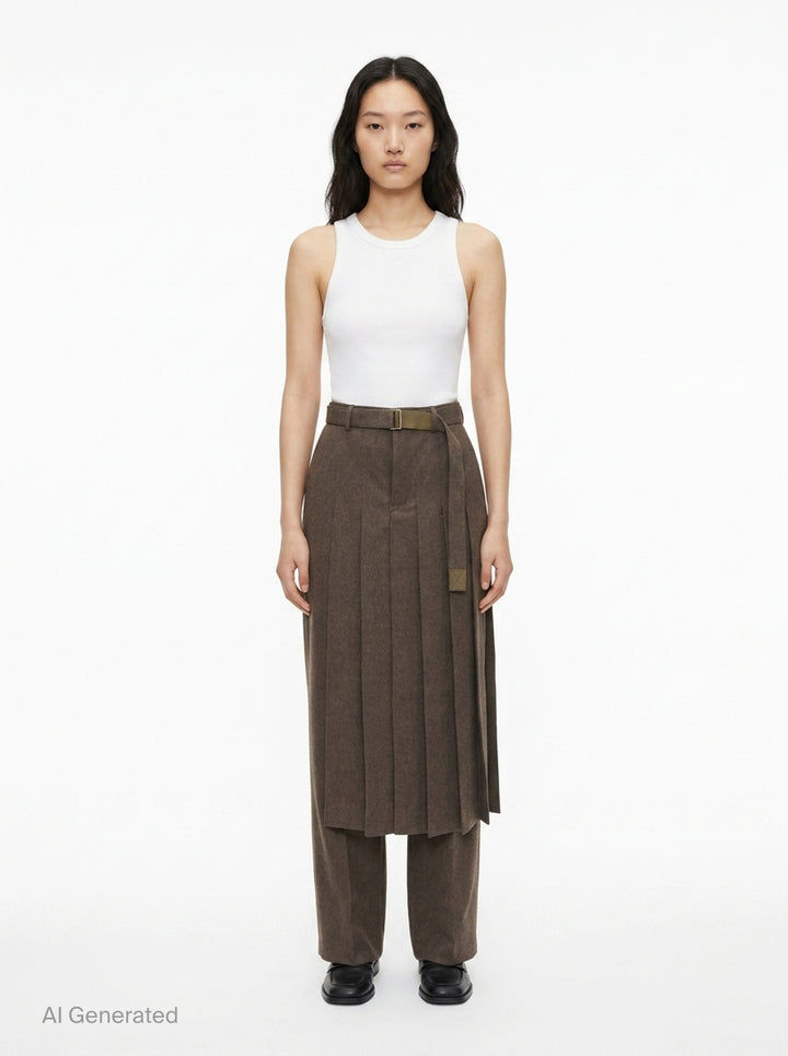 Wool Flannel Layered Pants | sacai | Club21 - front