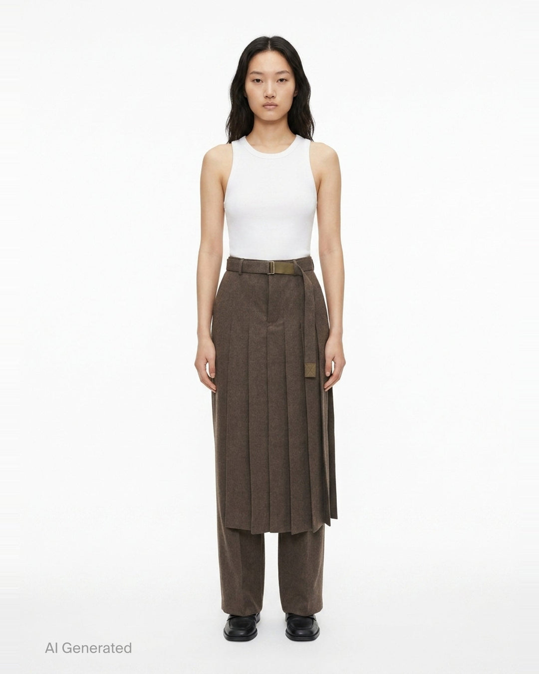 Wool Flannel Layered Pants | sacai | Club21 - front