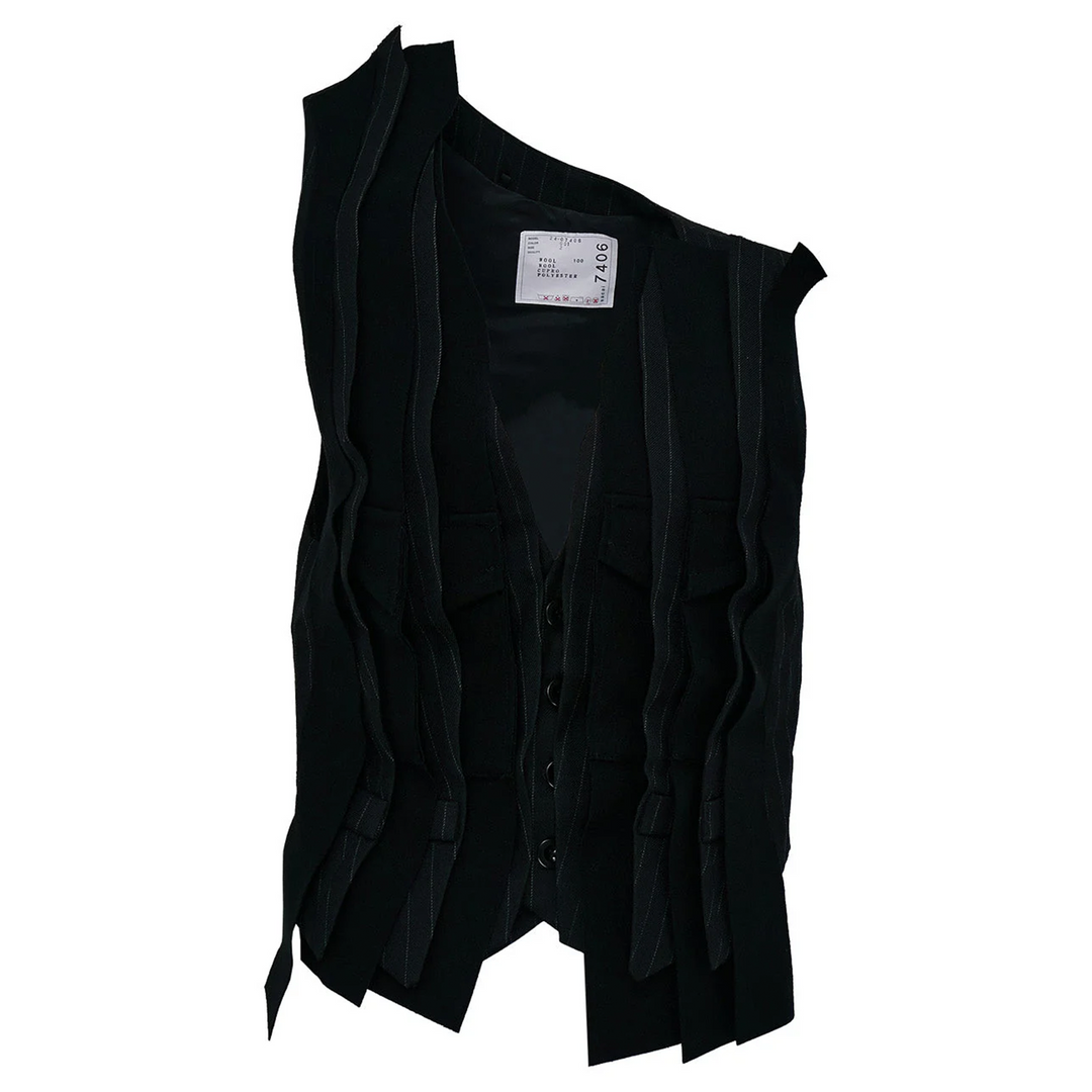 Chalk Stripe Wool Melton Vest