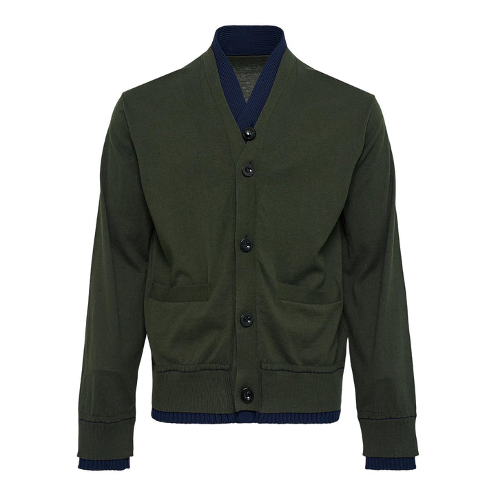 Club21 - sacai - Cotton Cashmere Knit Cardigan - CARDIGANS - Khaki