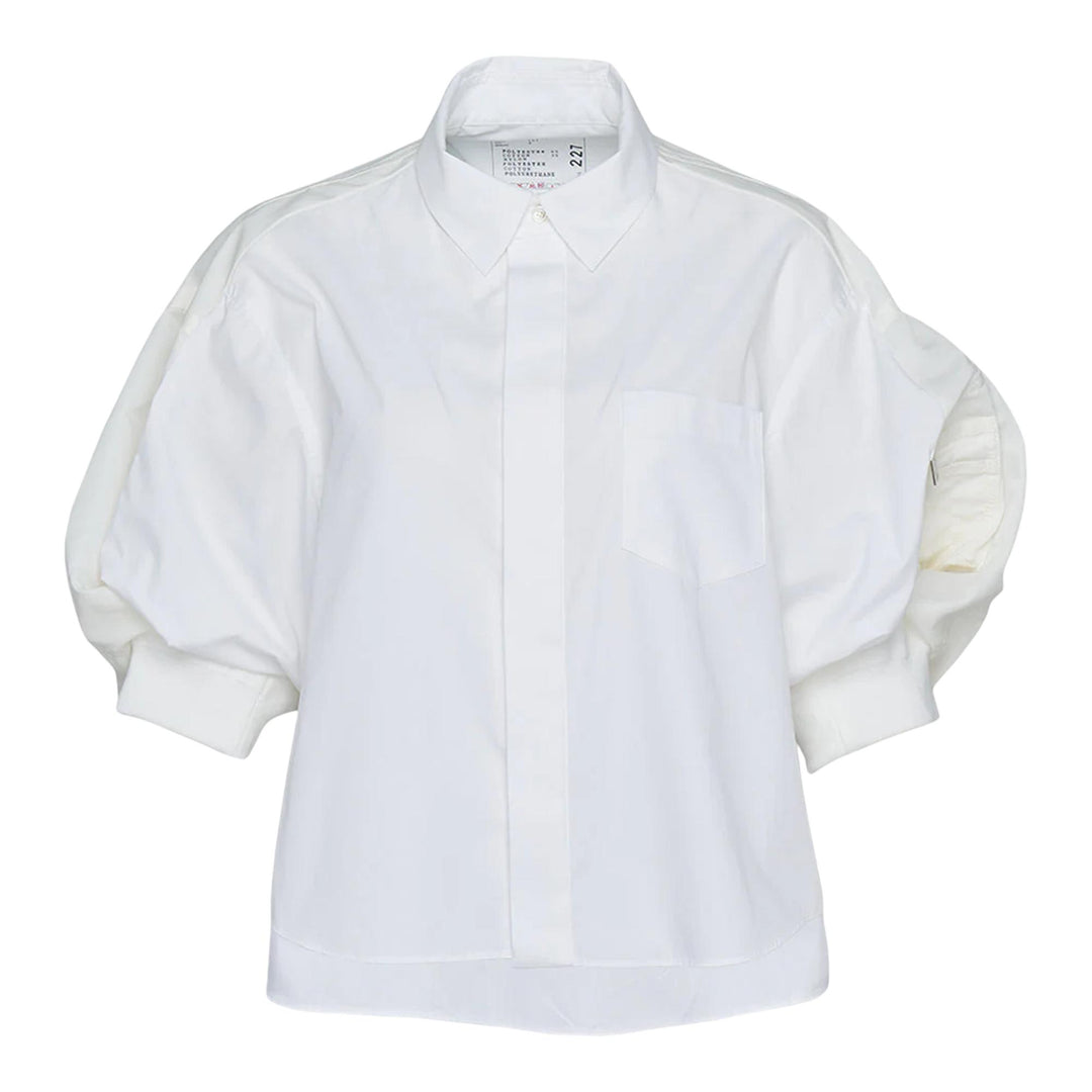 Club21 - sacai - Cotton Poplin X Nylon Twill Shirt - BLOUSES - Off-White