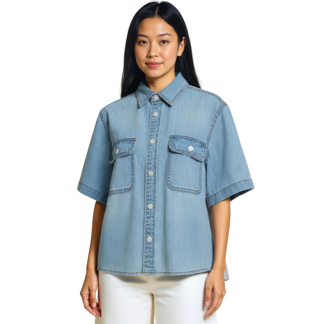 Club21 - sacai - Denim Shirt - BLOUSES - Light Blue