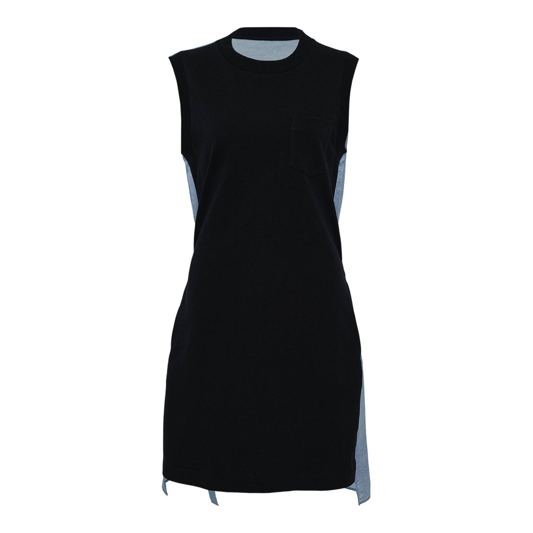 Club21 - sacai - Denim X Cotton Jersey Dress - WOVEN DRESSES - Navy