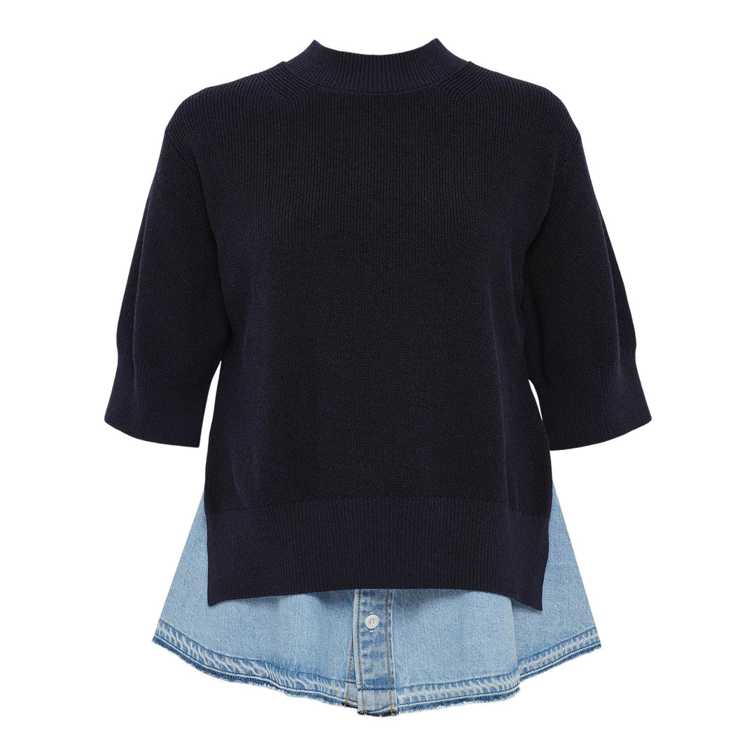 Club21 - sacai - Denim x Knit Pullover - KNIT TOPS - Navy