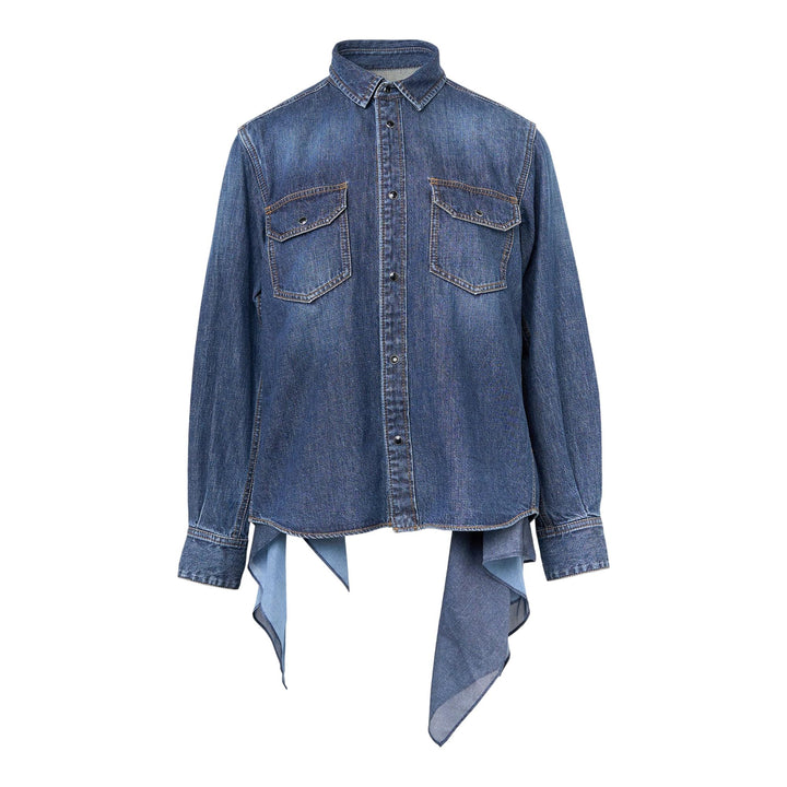 Club21 - sacai - Denim x Satin Shirt - BLOUSES - Blue