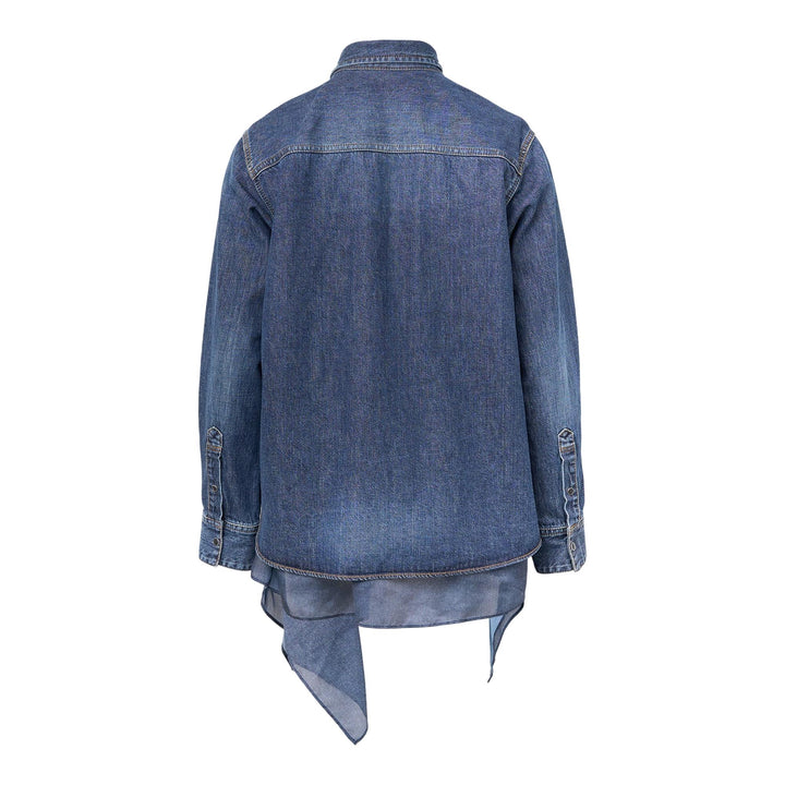 Club21 - sacai - Denim x Satin Shirt - BLOUSES - Blue
