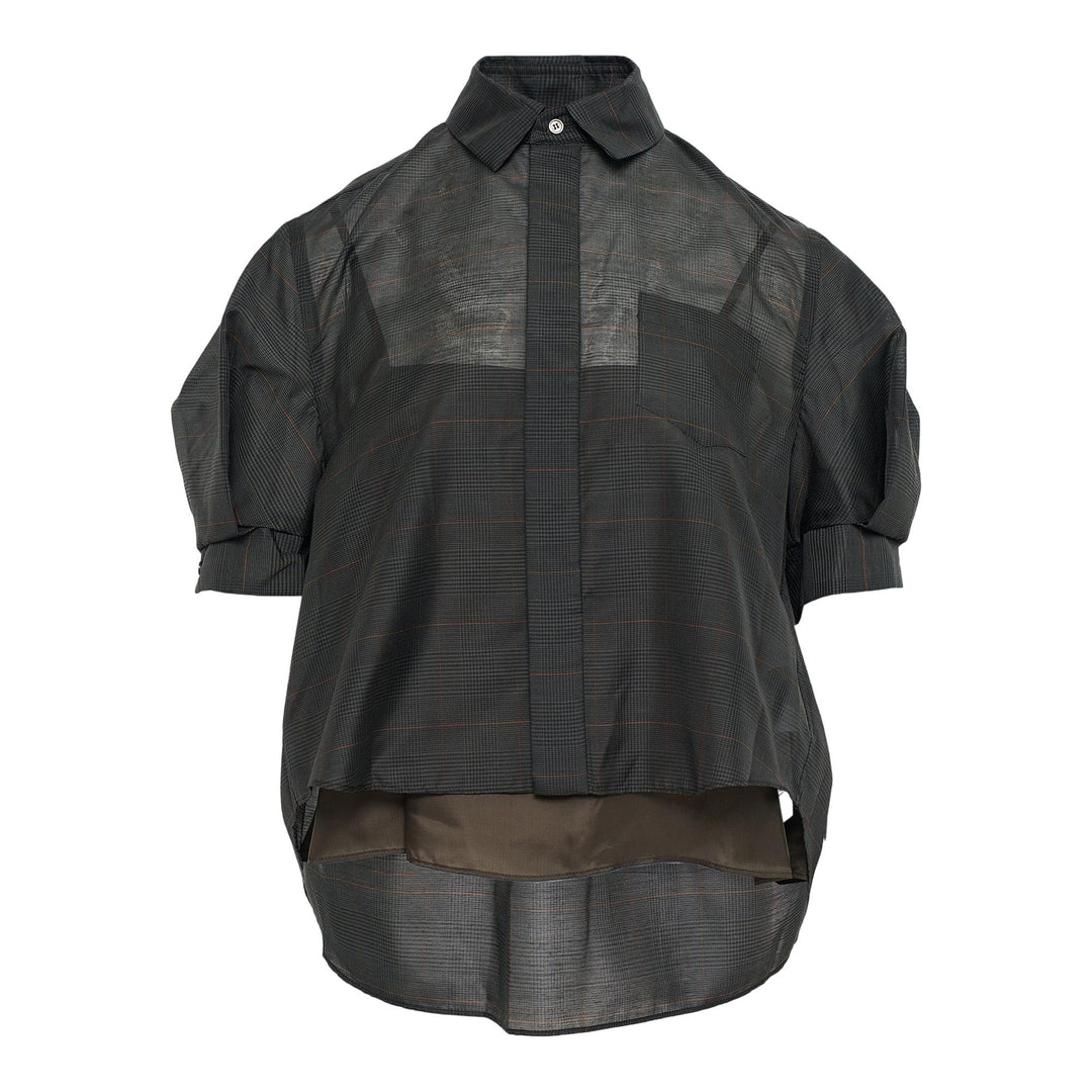 Club21 - sacai - Glen Check Shirt - BLOUSES - Khaki
