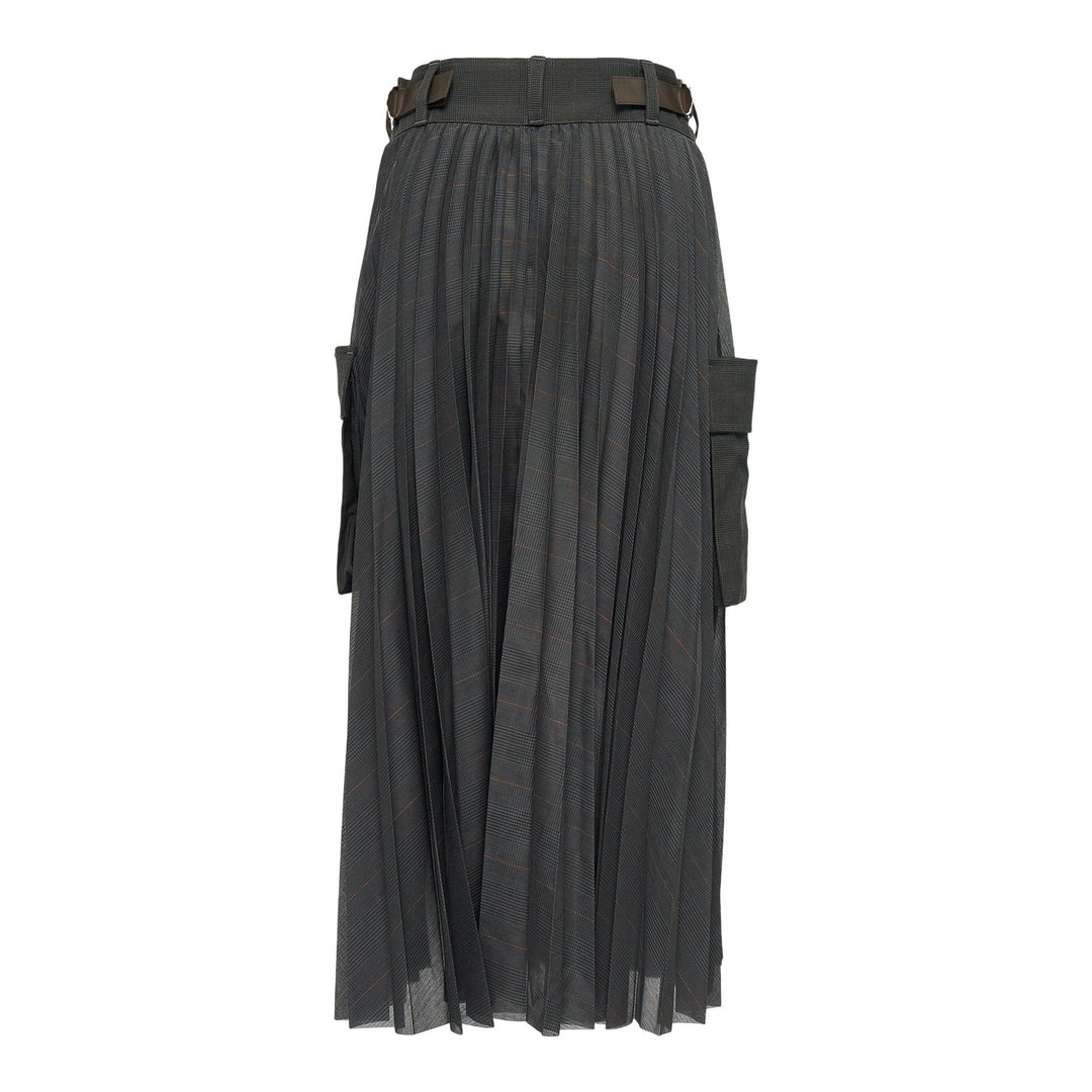 Club21 - sacai - Glen Check Skirt - SKIRTS - Khaki