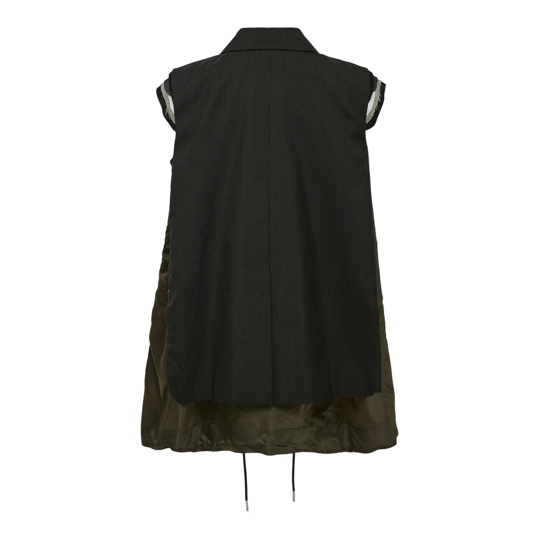 Club21 - sacai - Glen Check Vest - GILETS - Khaki