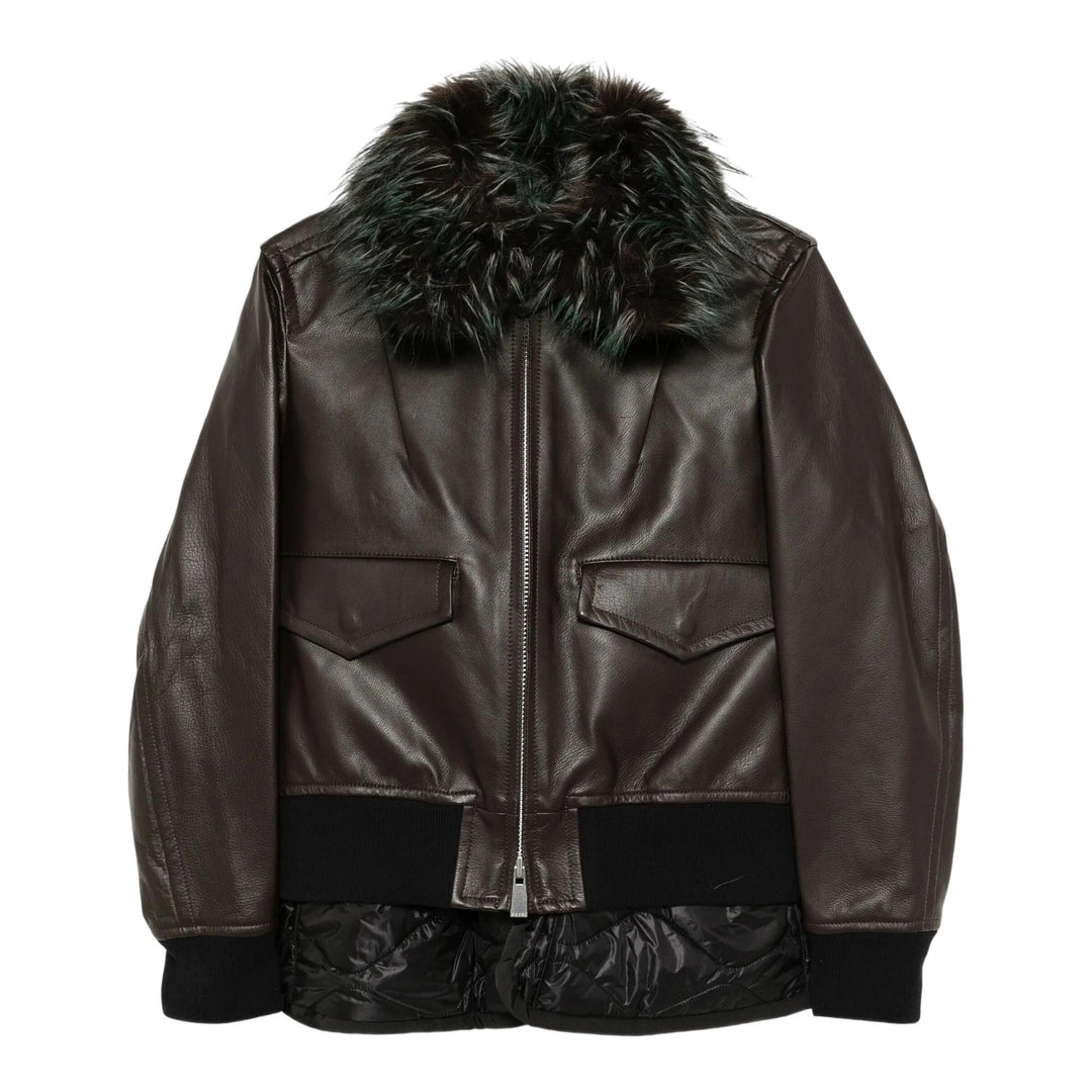 Club21 - sacai - Leather Blouson - LEATHER - Brown