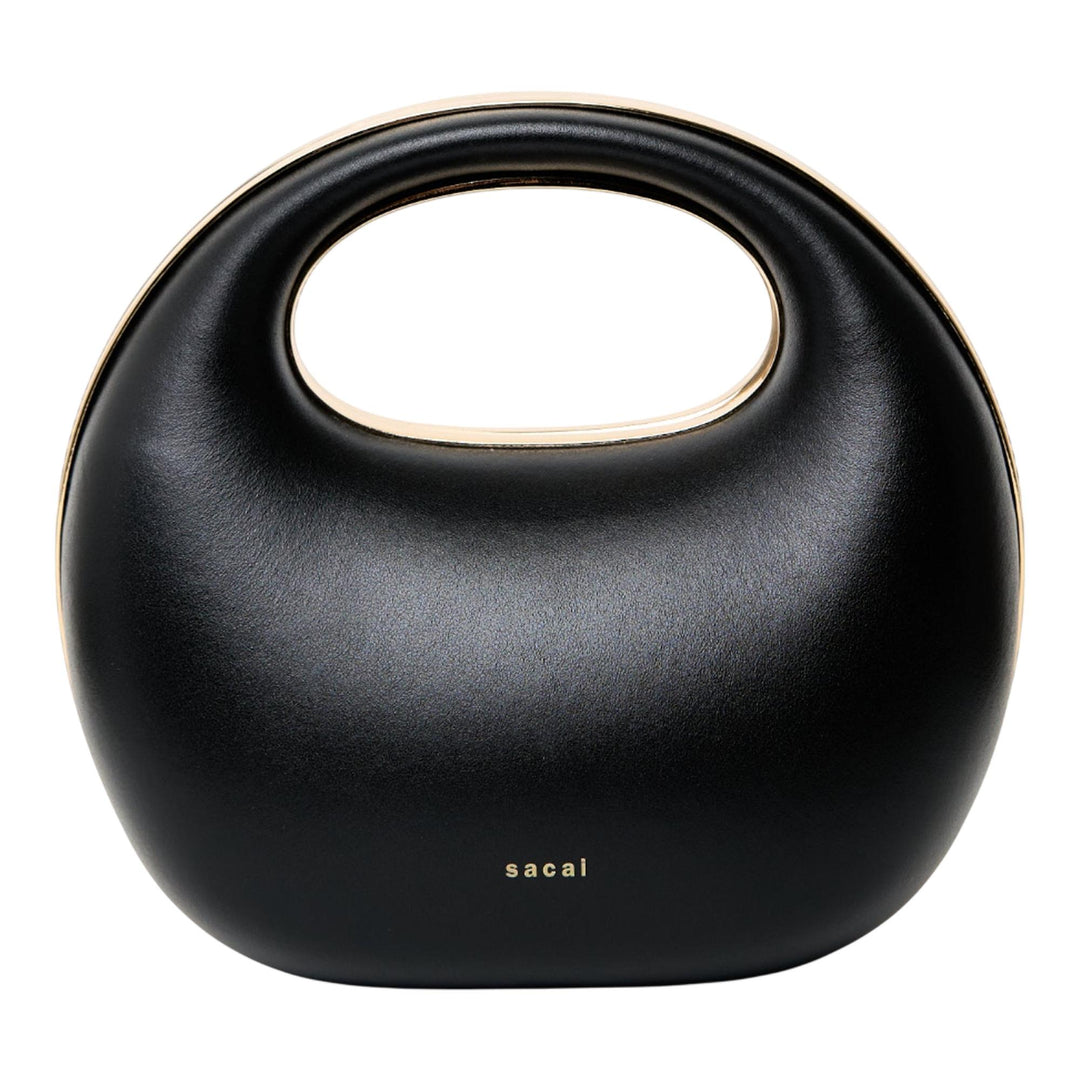 Club21 - sacai - Leather Round Bag - HANDBAGS - Black