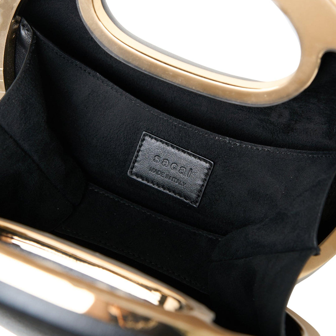 Club21 - sacai - Leather Round Bag - HANDBAGS - Black