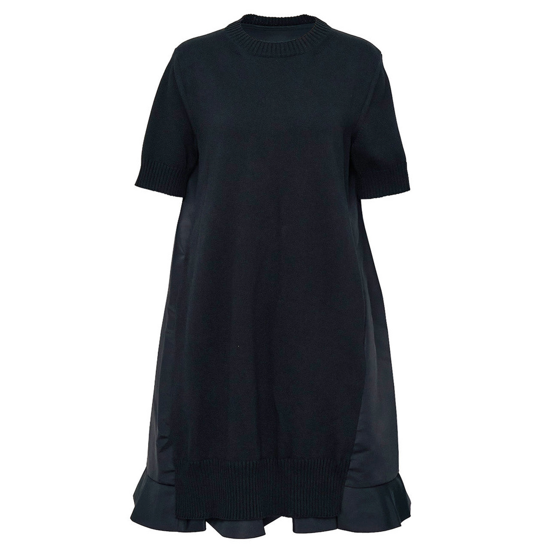 Nylon Twill X Knit Dress