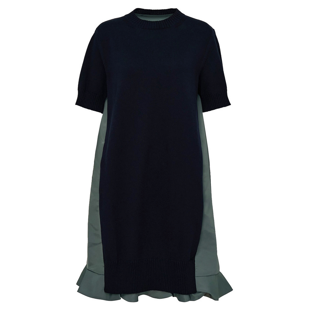 Nylon Twill X Knit Dress