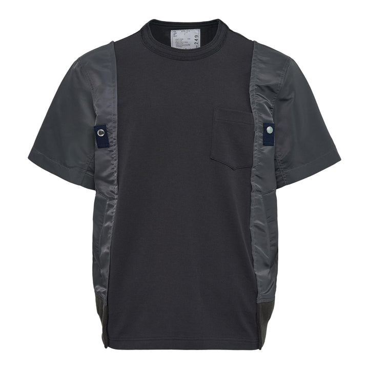 Club21 - sacai - Nylon Twill X Cotton Jersey T-Shirt - TEES - Charcoal