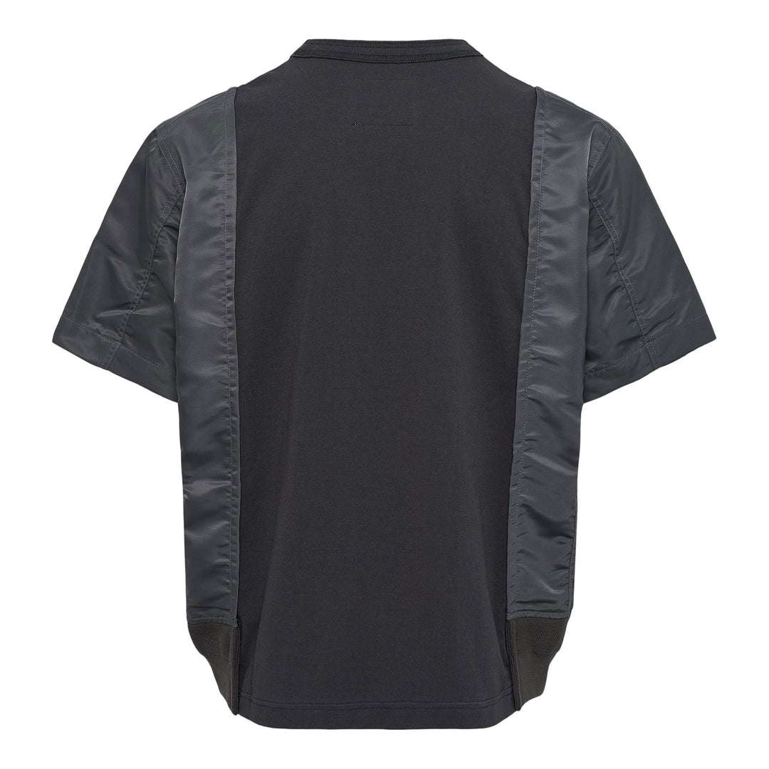 Club21 - sacai - Nylon Twill X Cotton Jersey T-Shirt - TEES - Charcoal