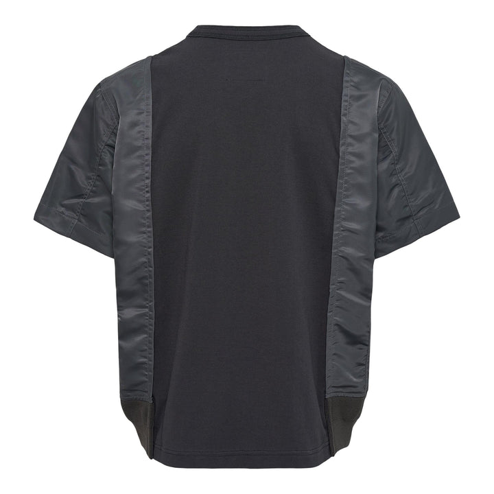 Club21 - sacai - Nylon Twill X Cotton Jersey T-Shirt - TEES - Charcoal