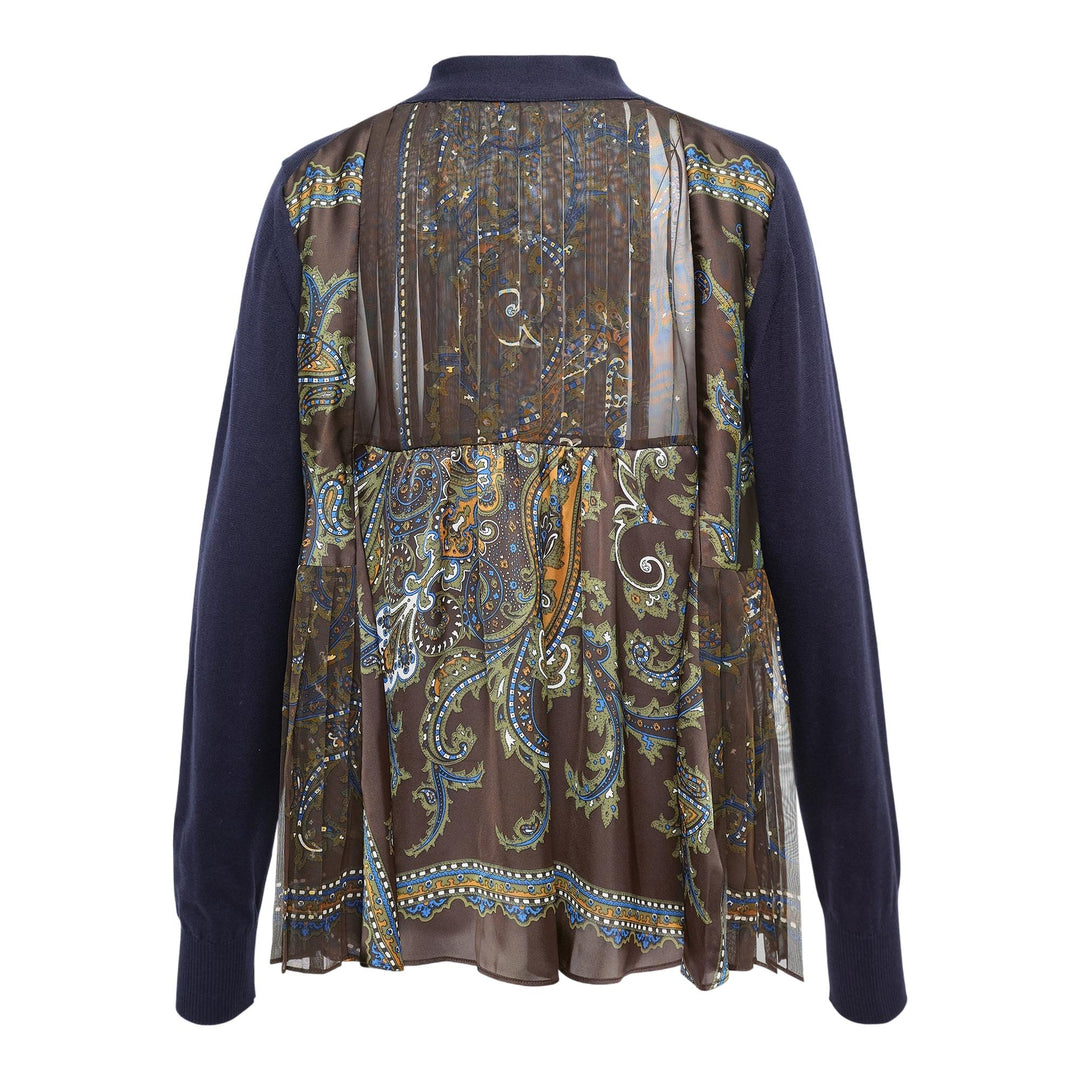 Club21 - sacai - Paisley Print X Cotton Knit Cardigan - CARDIGANS - Brown